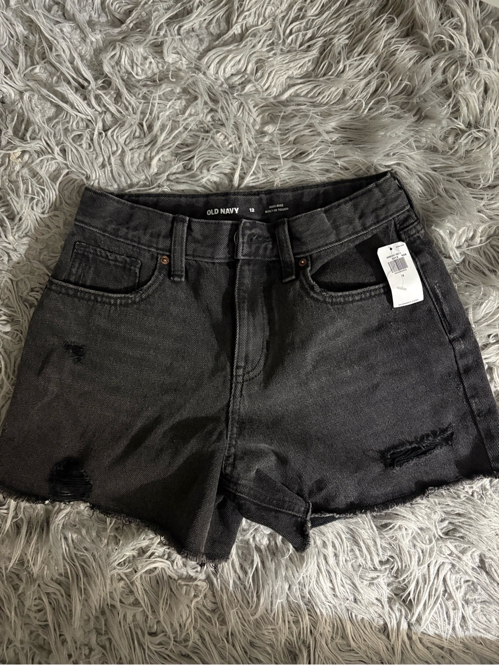 Old Navy Black Distressed Denim Cutoff Shorts